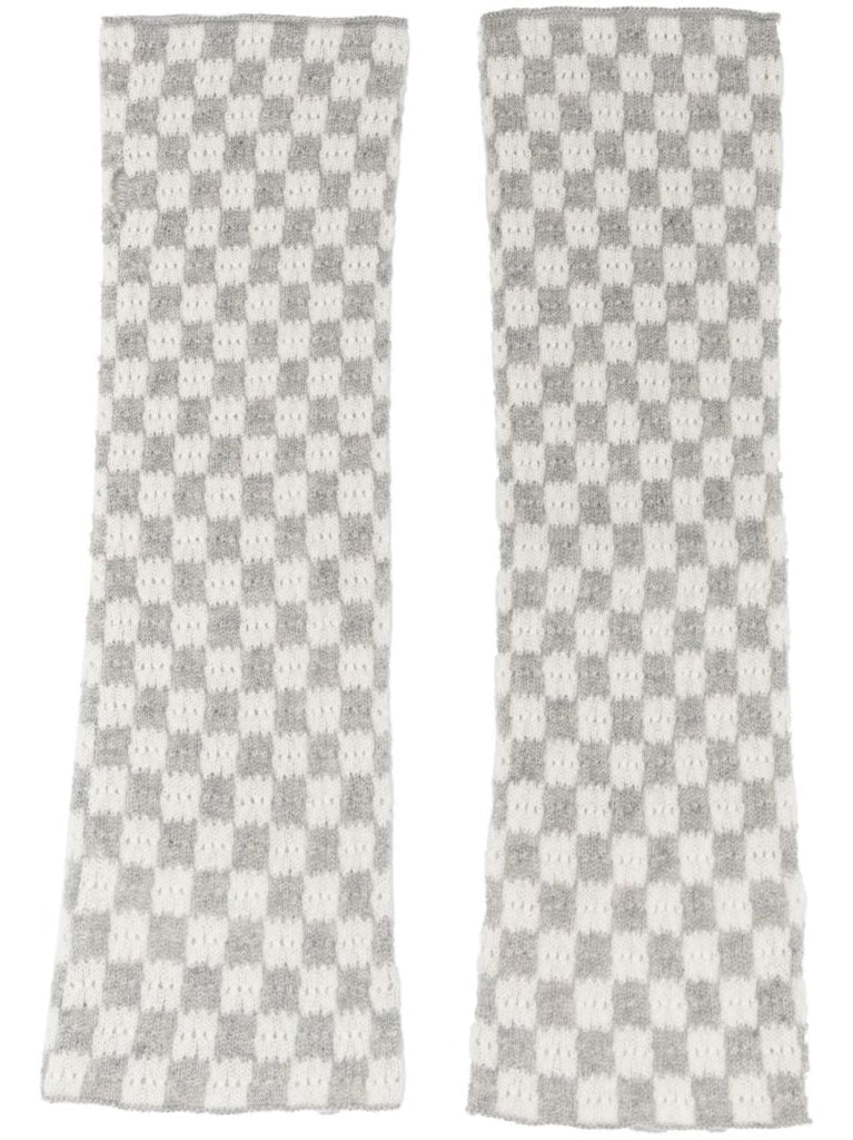 Grey Aspen Checked Cashmere Arm Warmers