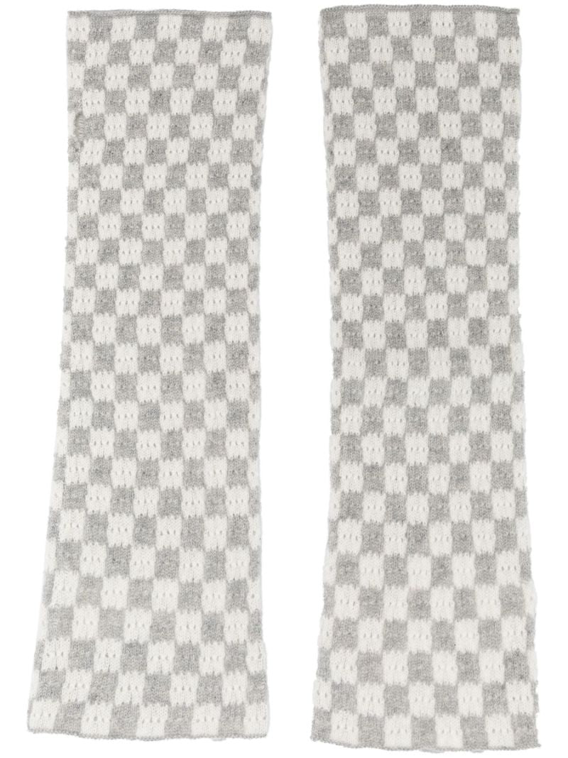 Grey Aspen Checked Cashmere Arm Warmers
