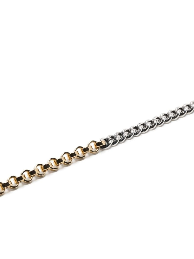 14k Yellow Gold and Silver Half and Half Chain Bracelet
