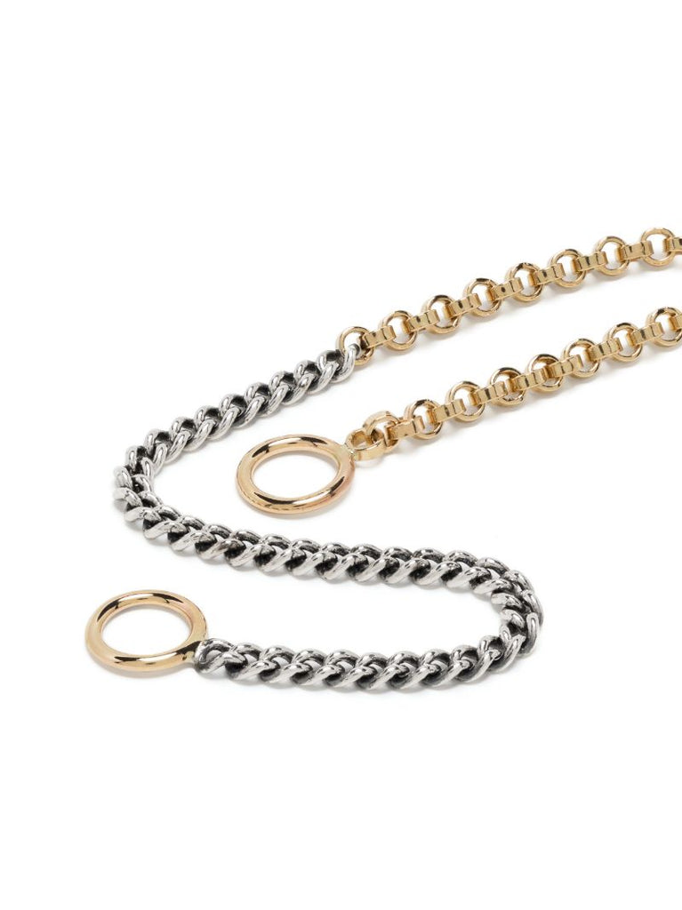 14k Yellow Gold and Silver Half and Half Chain Bracelet