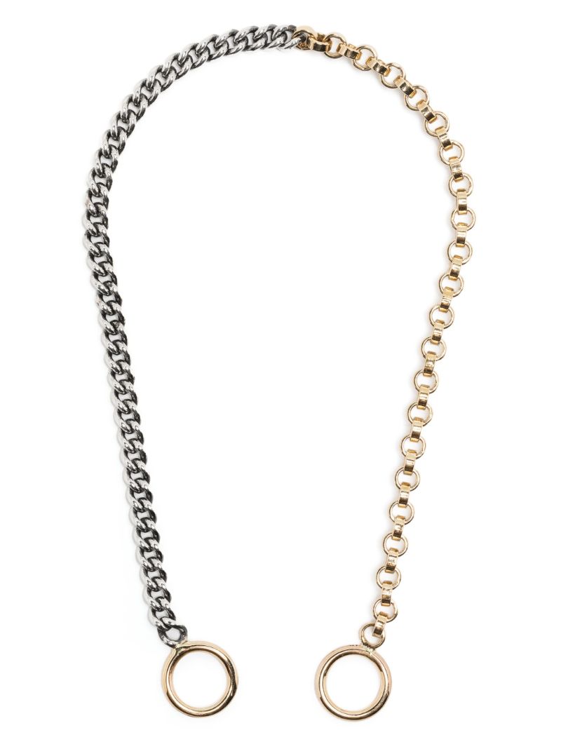 14k Yellow Gold and Silver Half and Half Chain Bracelet
