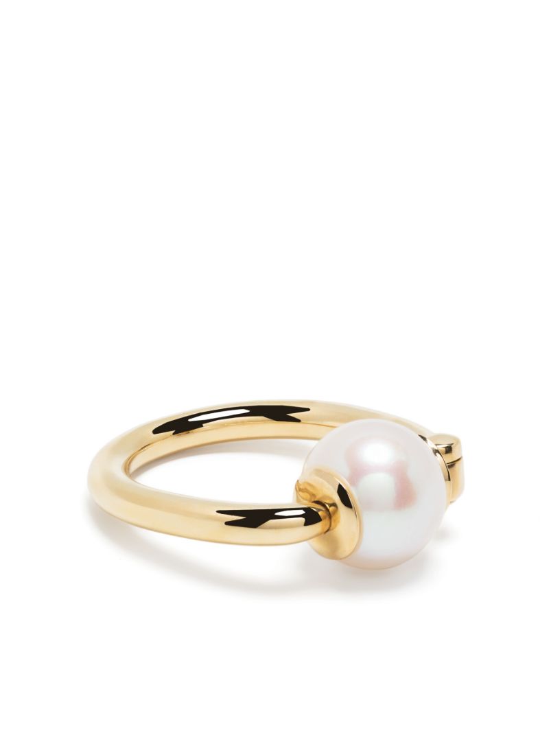 18k Yellow Gold Trundle Lock Pearl Ring