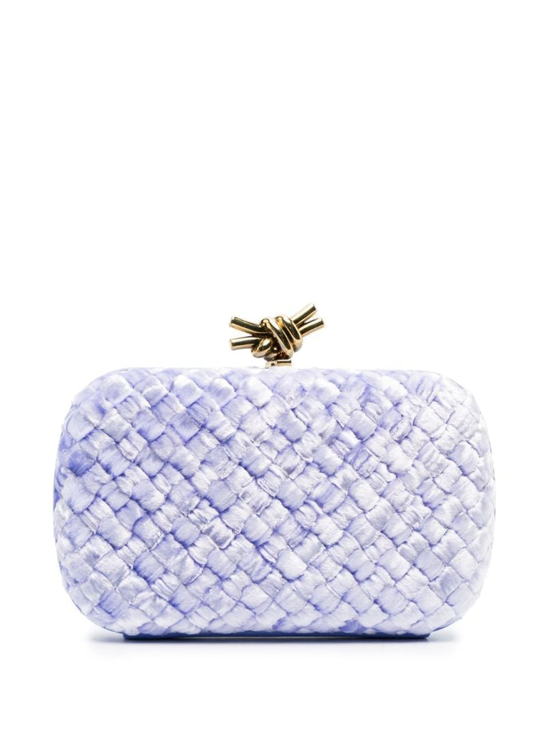 Purple Knot Intrecciato Velvet Clutch Bag