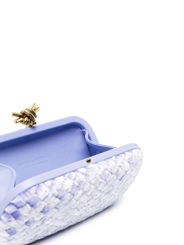 Purple Knot Intrecciato Velvet Clutch Bag