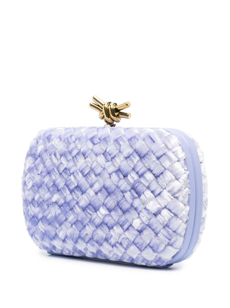 Purple Knot Intrecciato Velvet Clutch Bag