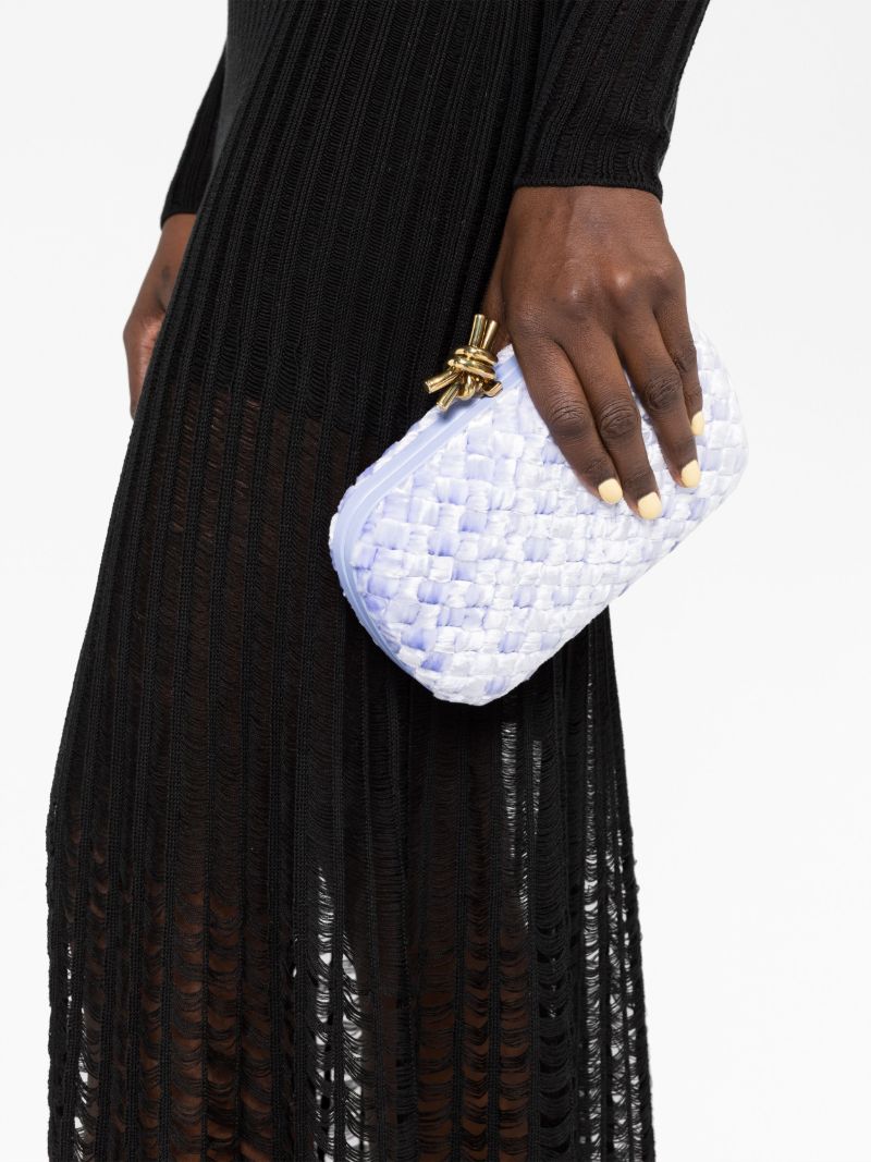 Purple Knot Intrecciato Velvet Clutch Bag