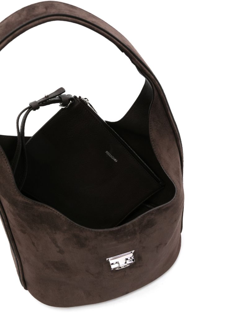 Brown Medium Suede Tote Bag