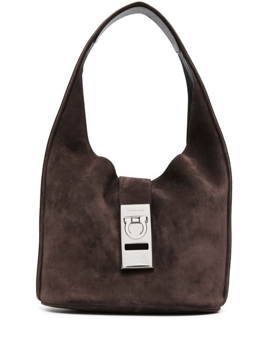 Brown Medium Suede Tote Bag