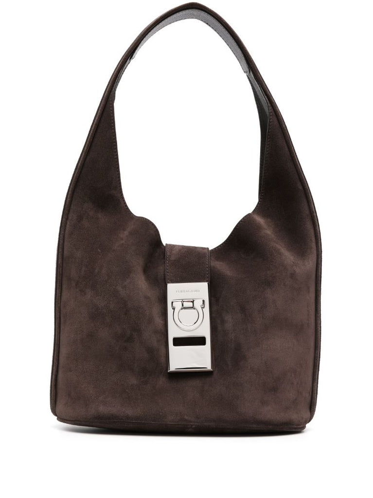 Brown Medium Suede Tote Bag