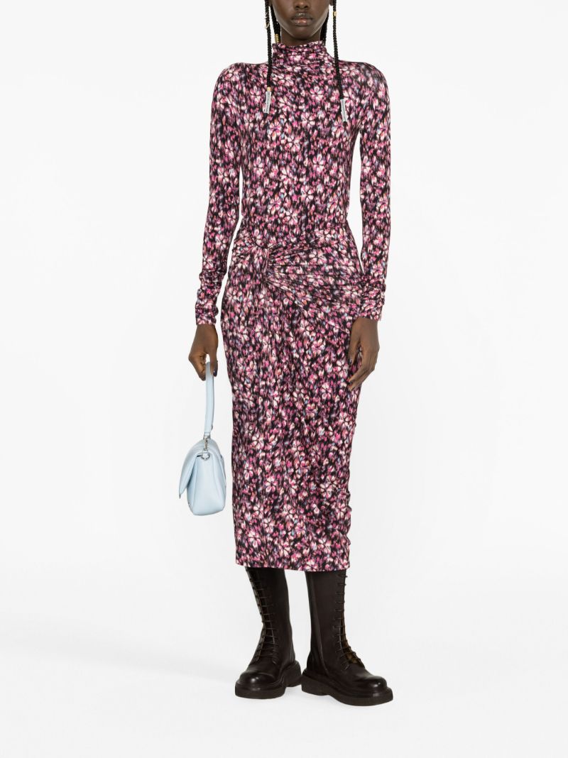 Pink Jeldia Floral-print Gathered Skirt