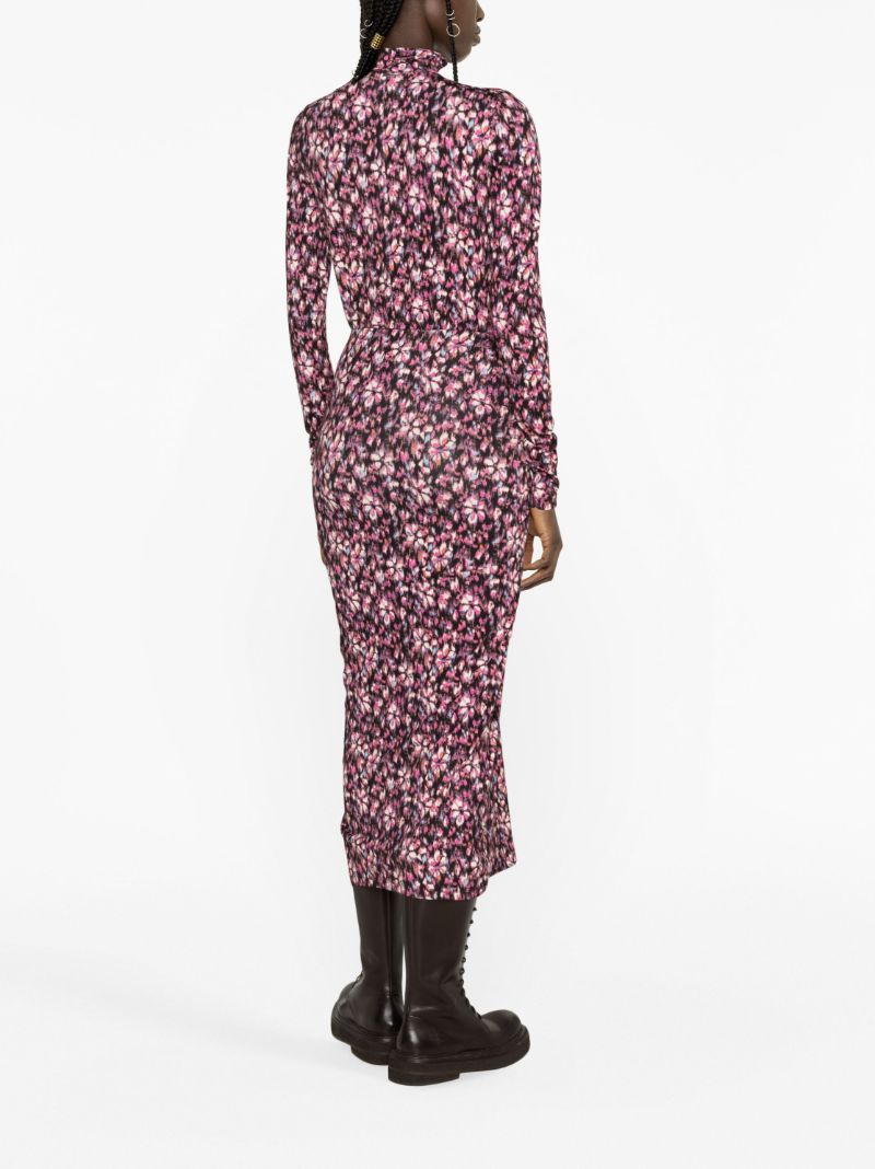 Pink Jeldia Floral-print Gathered Skirt