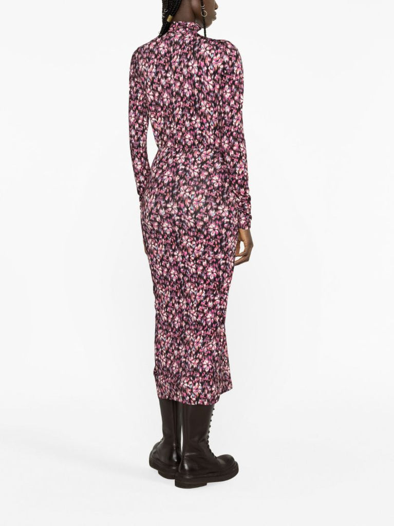 Pink Jeldia Floral-print Gathered Skirt