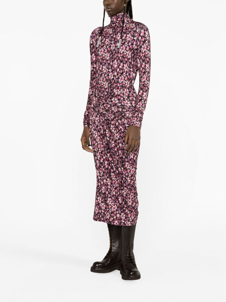 Pink Jeldia Floral-print Gathered Skirt