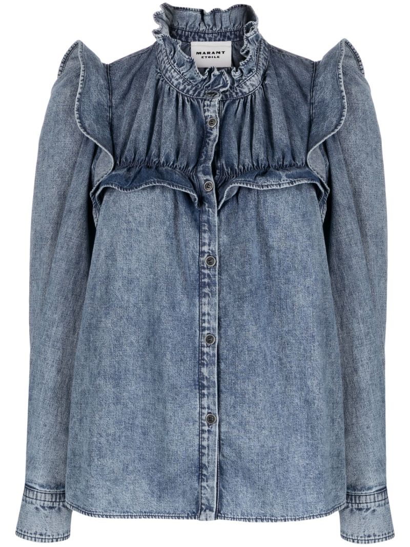 Blue Idety Ruffled Denim Shirt