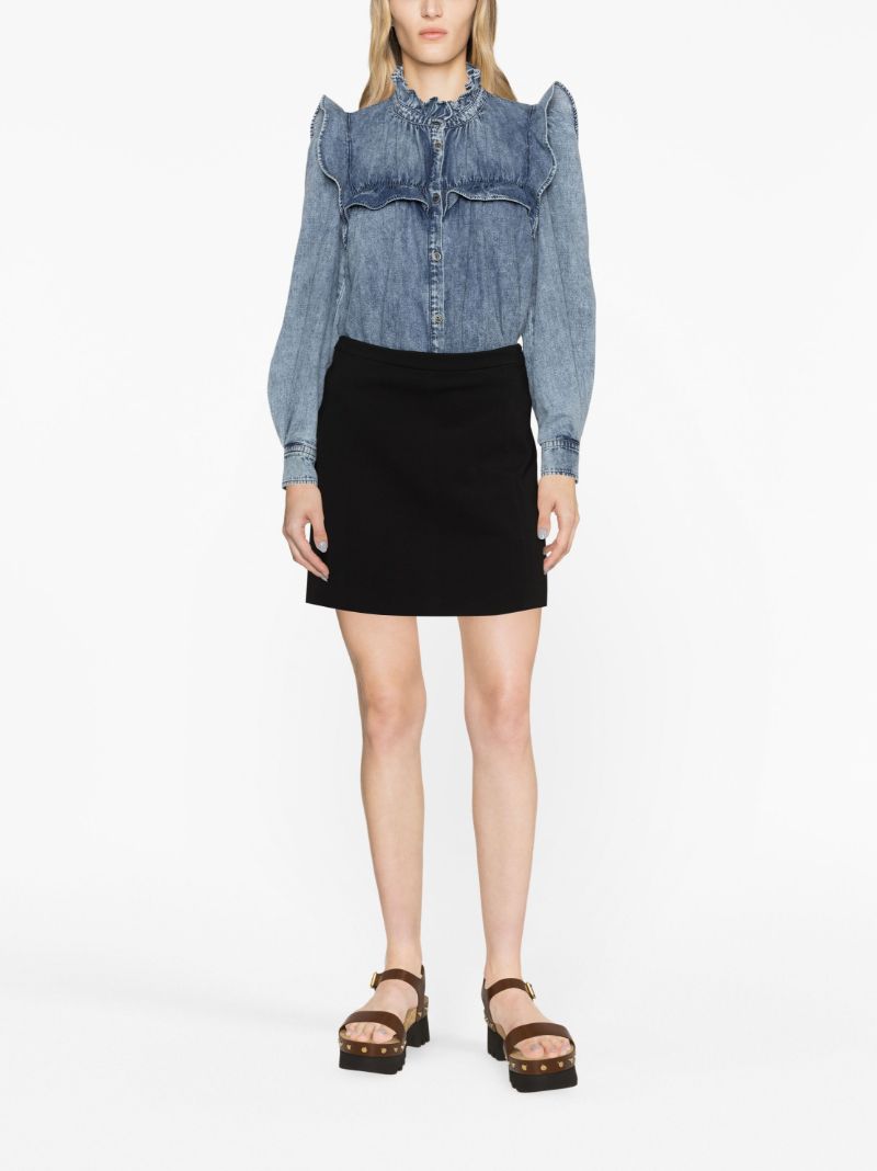 Blue Idety Ruffled Denim Shirt