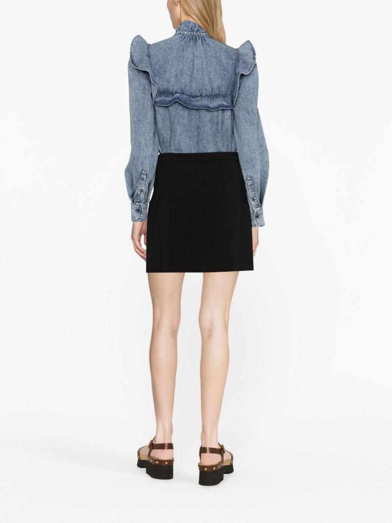 Blue Idety Ruffled Denim Shirt