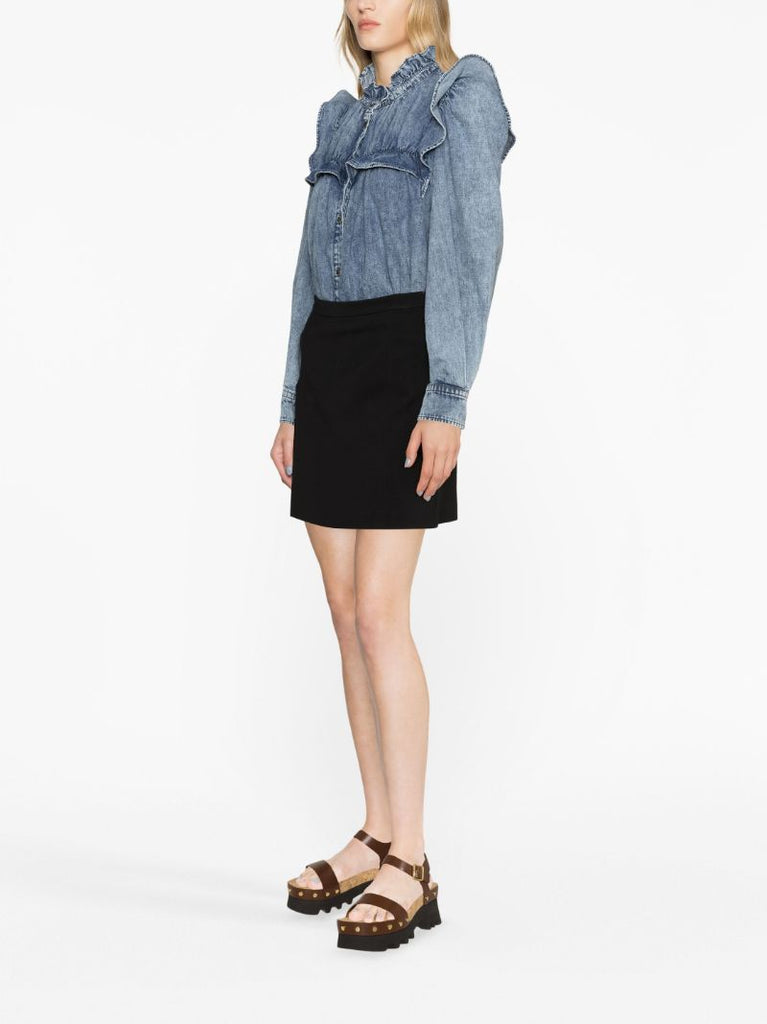Blue Idety Ruffled Denim Shirt