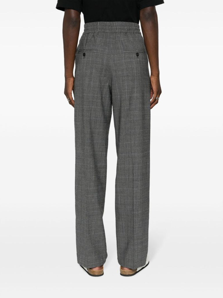 Grey Precious Plaid Wool Trousers