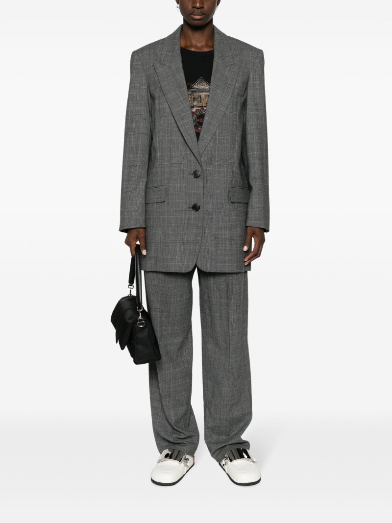 Grey Precious Plaid Wool Trousers