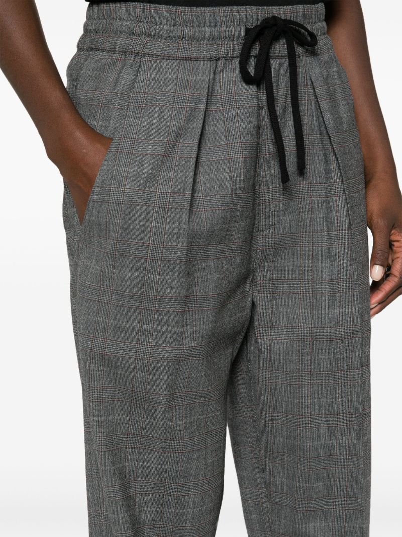Grey Precious Plaid Wool Trousers