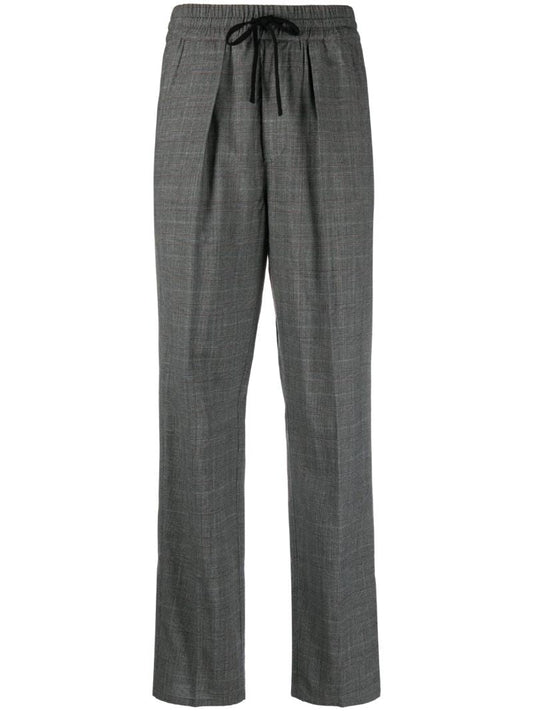 Grey Precious Plaid Wool Trousers