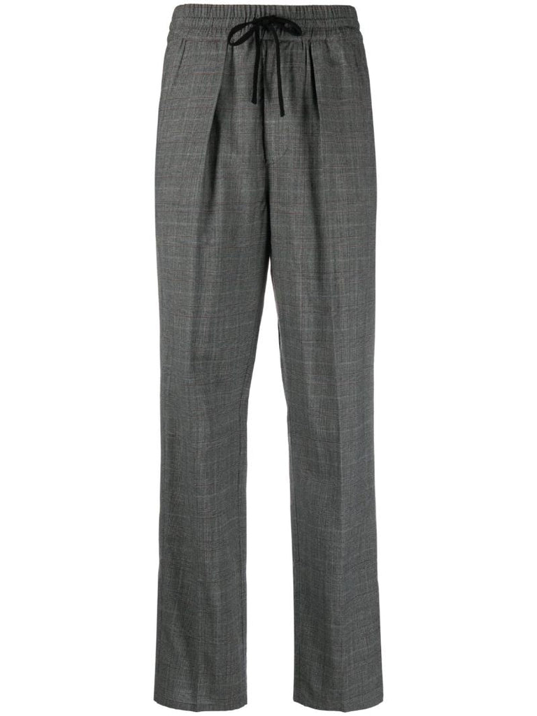 Grey Precious Plaid Wool Trousers