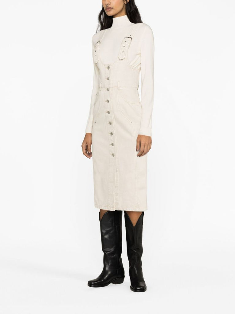 Neutral Filipine Denim Overall Dress