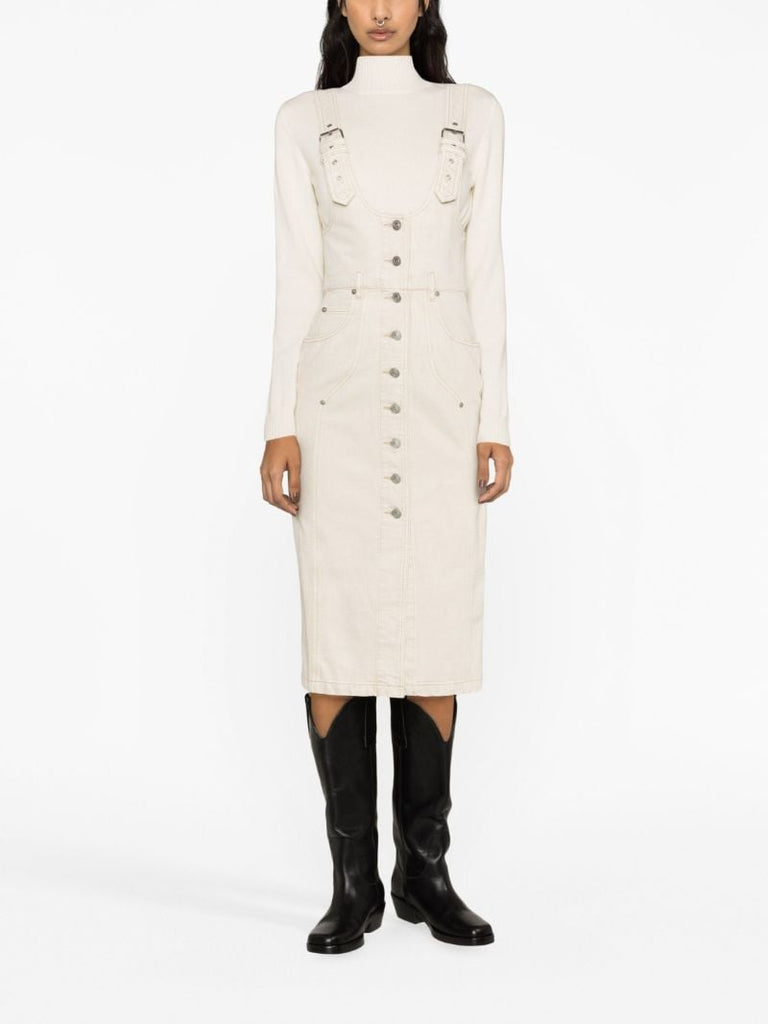 Neutral Filipine Denim Overall Dress