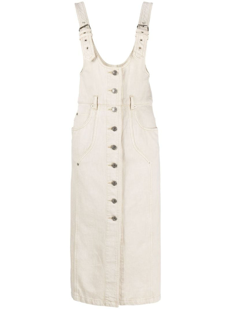 Neutral Filipine Denim Overall Dress