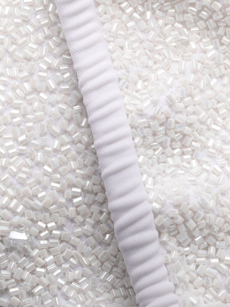 White Bead-embellished Bikini