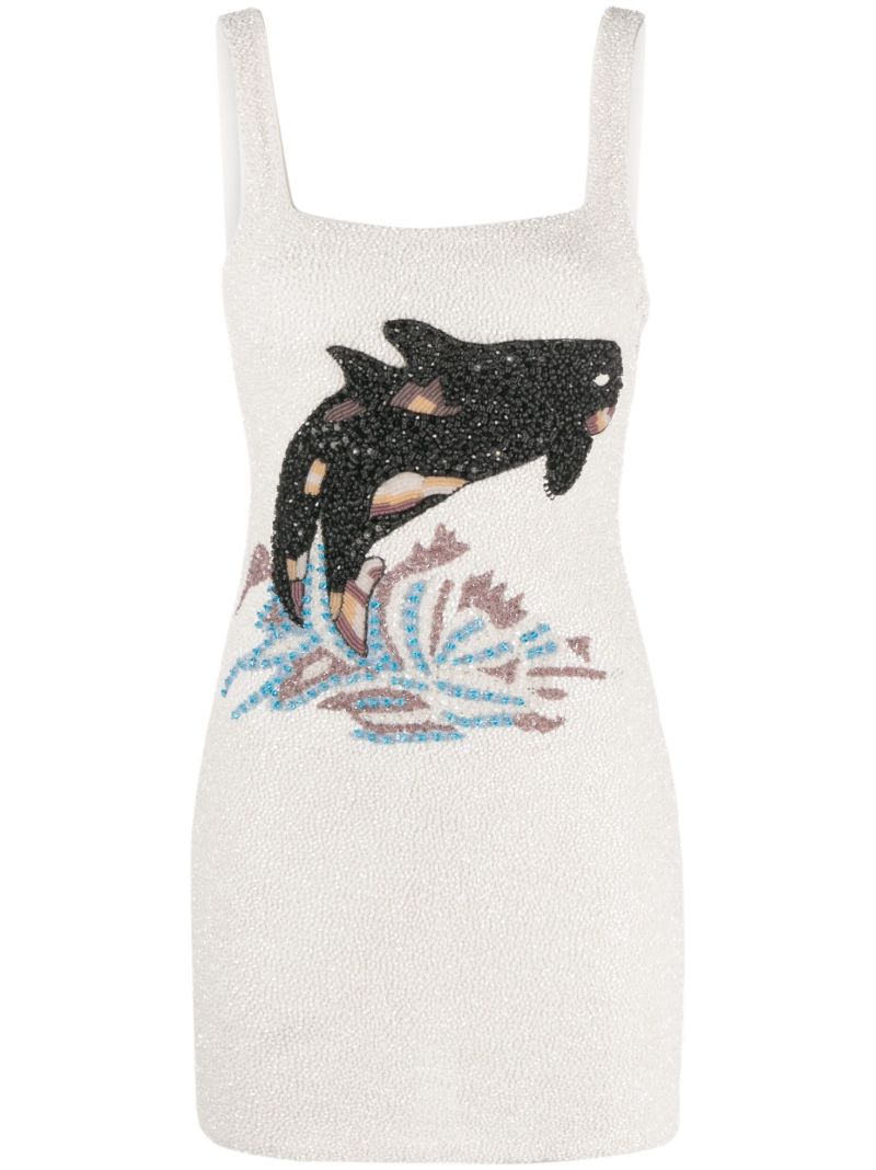 White Marina Crystal Mini Dress