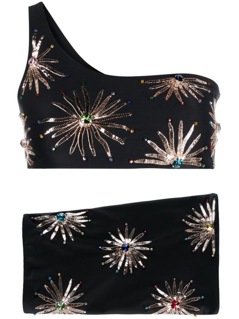 Black Callie Embroidered Crystal Co-ord
