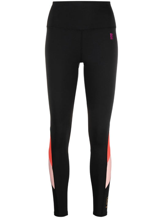 Black Initialise Contrast Panel Leggings