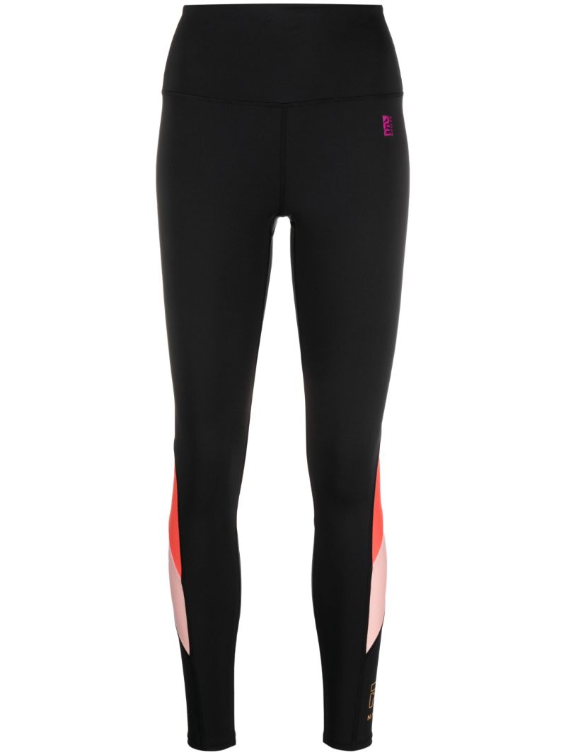 Black Initialise Contrast Panel Leggings