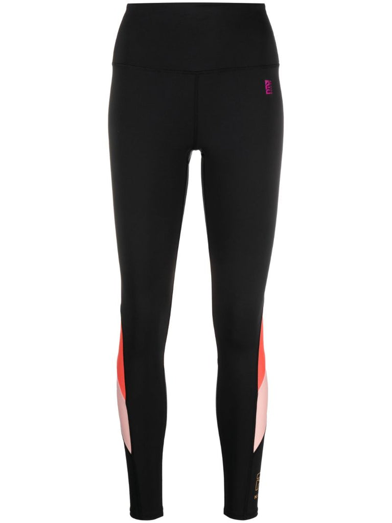 Black Initialise Contrast Panel Leggings