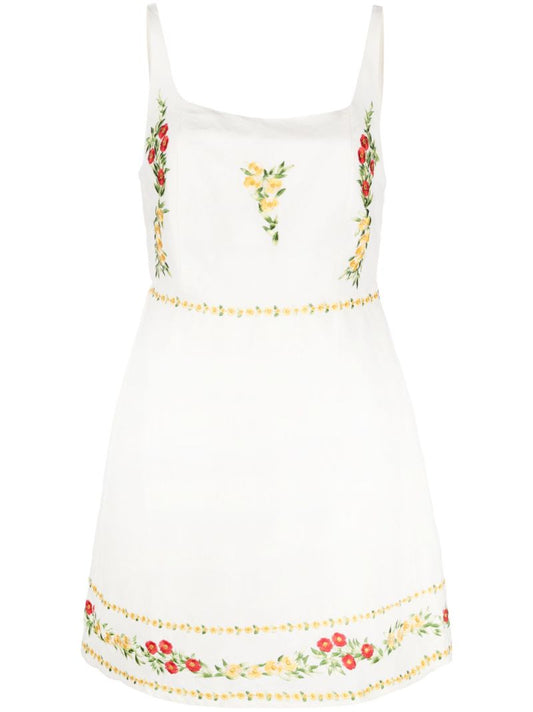 Neutral Ronan Floral Embroidery Dress