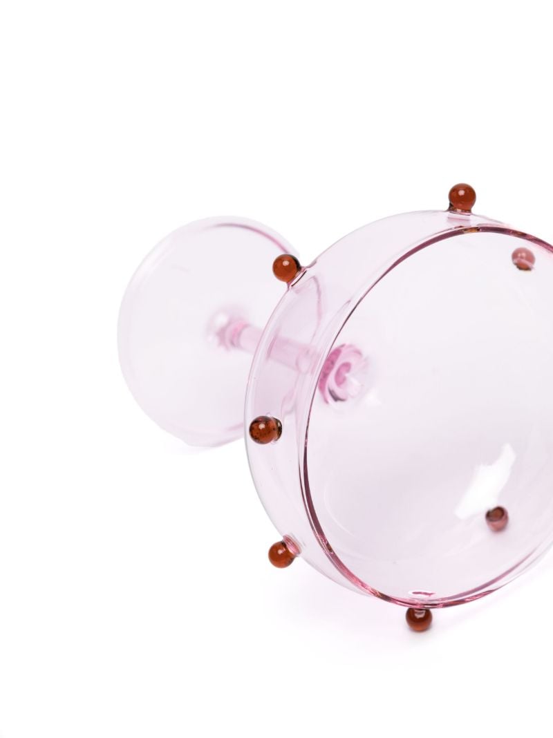 Pink and Amber Red Pomponette Glass Set
