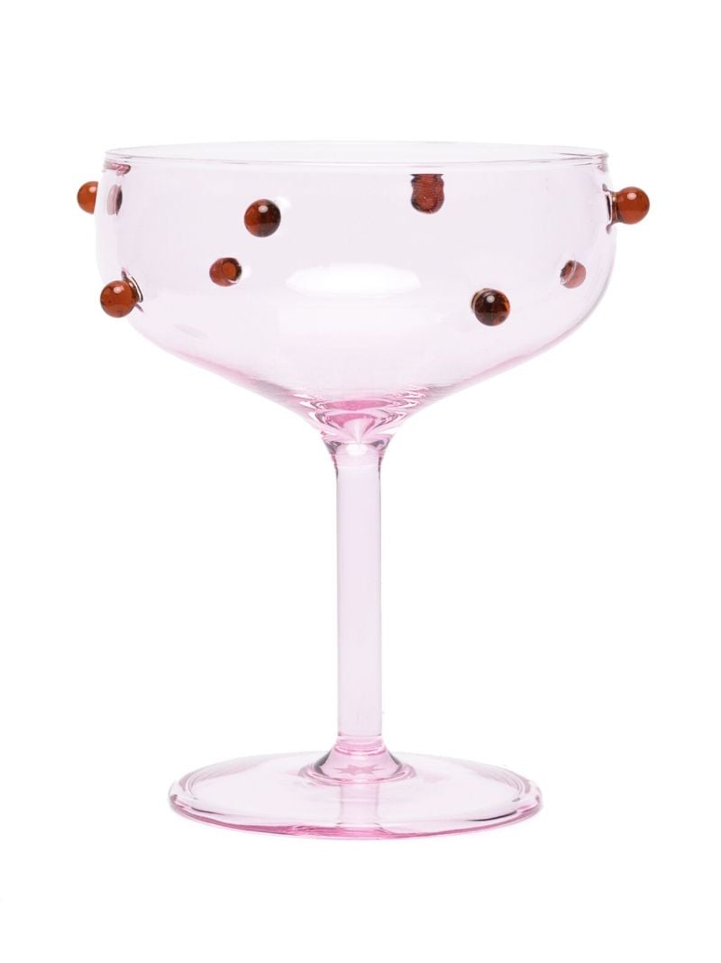 Pink and Amber Red Pomponette Glass Set
