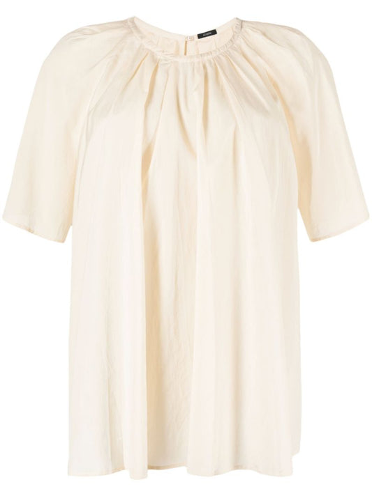Neutral Crew Neck Blouse