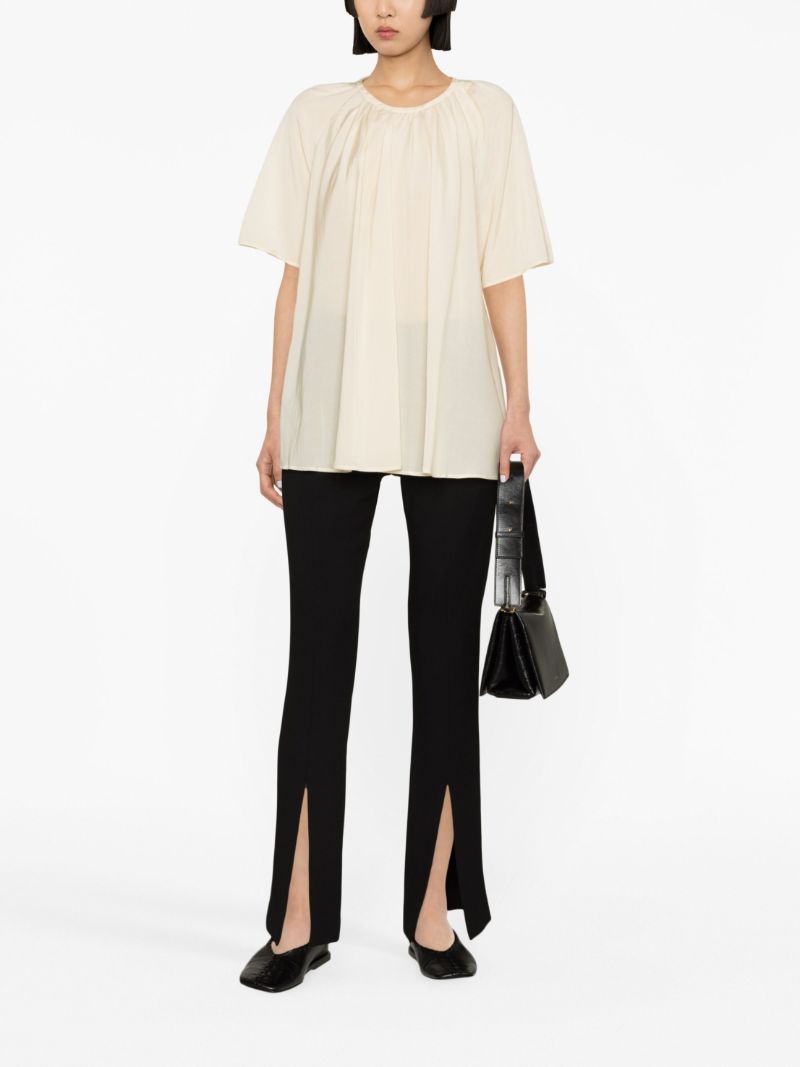 Neutral Crew Neck Blouse