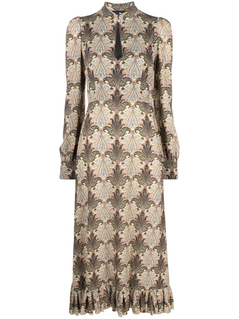 Green Geometric SablÃ_x0083_Â© Midi Dress