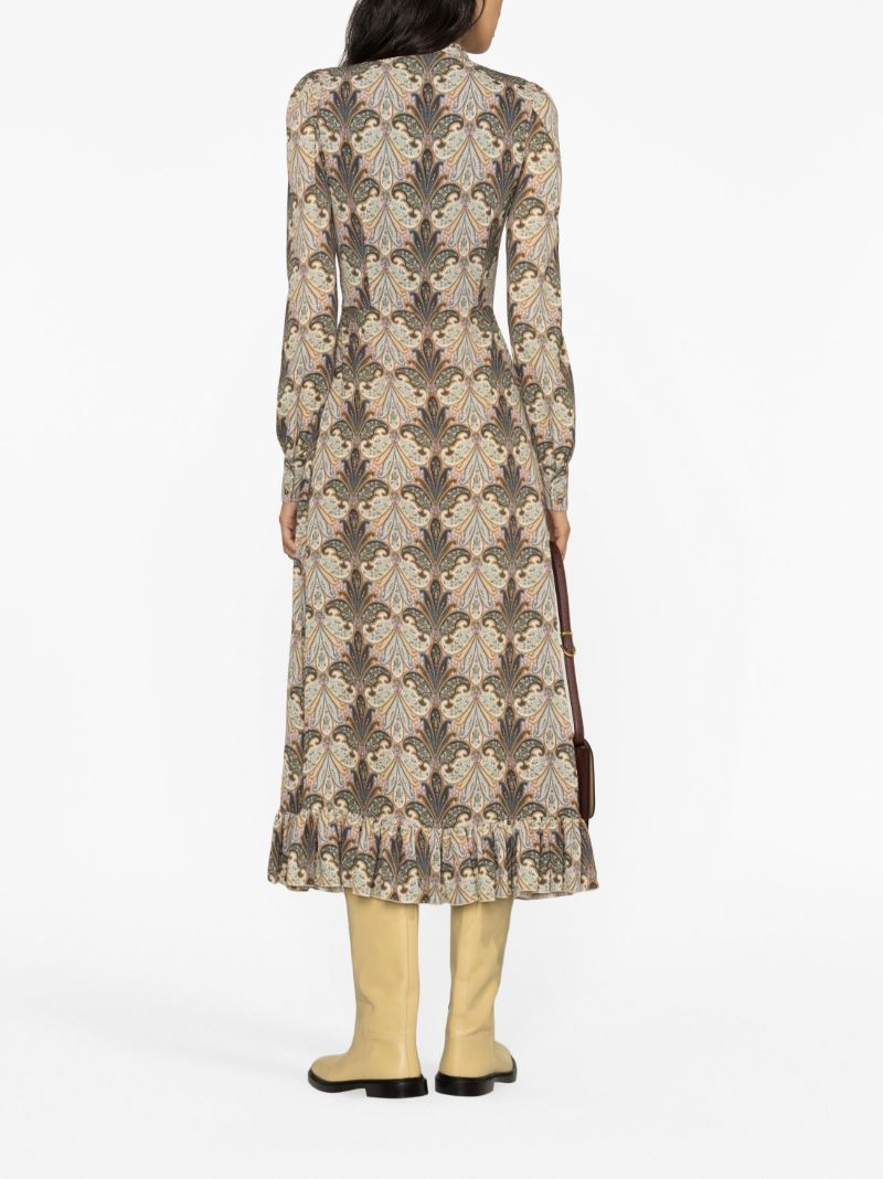Green Geometric SablÃ_x0083_Â© Midi Dress