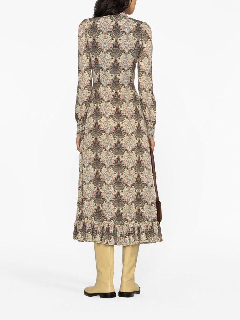 Green Geometric SablÃ_x0083_Â© Midi Dress