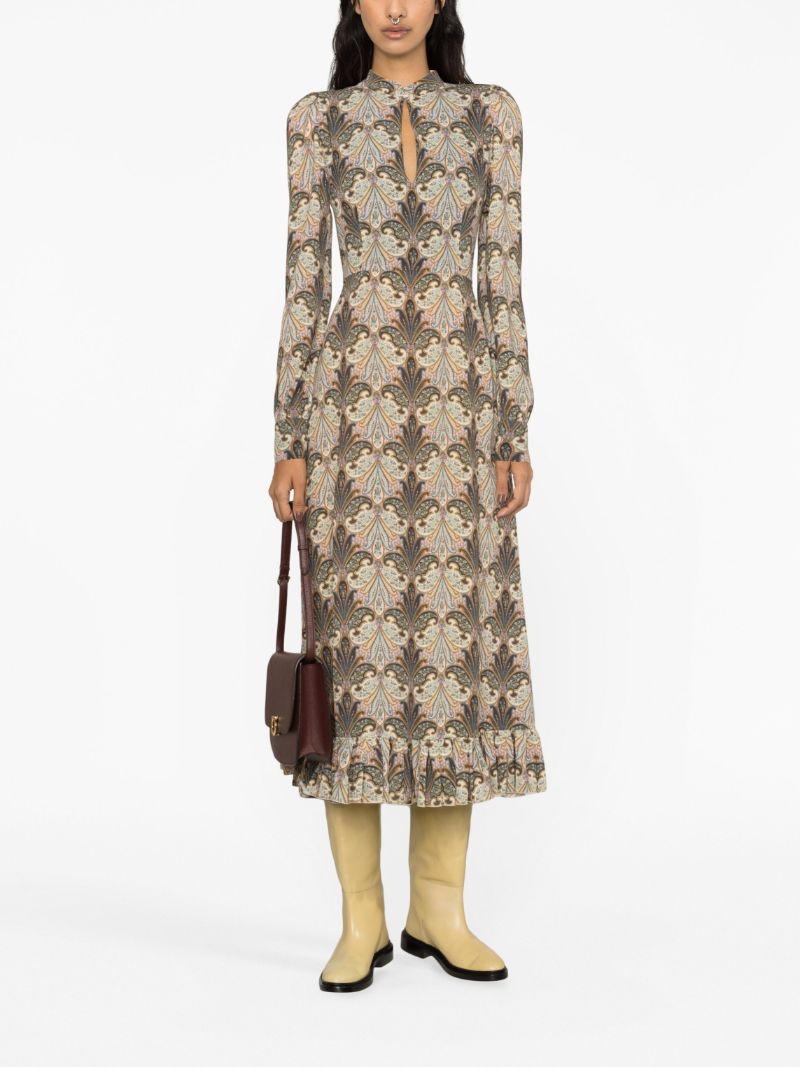 Green Geometric SablÃ_x0083_Â© Midi Dress