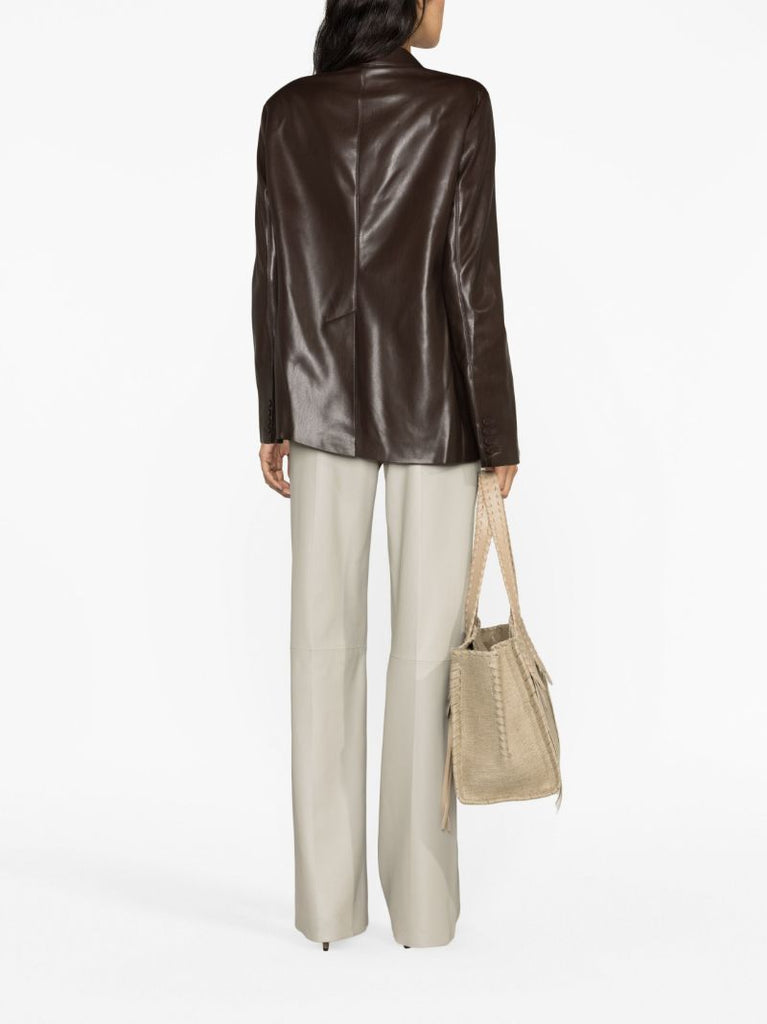 Brown Hadasa Vegan-leather Blazer