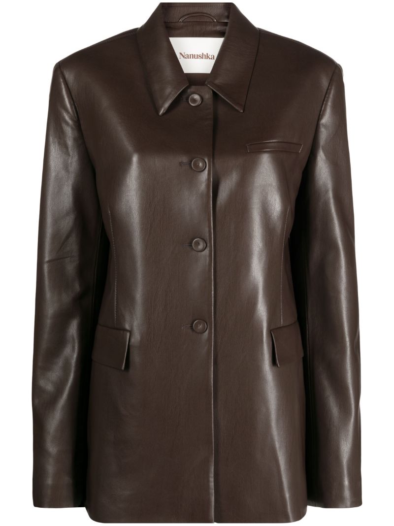 Brown Hadasa Vegan-leather Blazer
