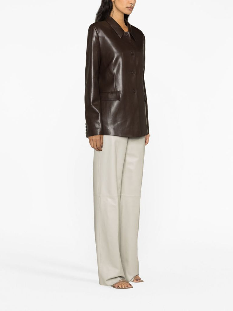 Brown Hadasa Vegan-leather Blazer