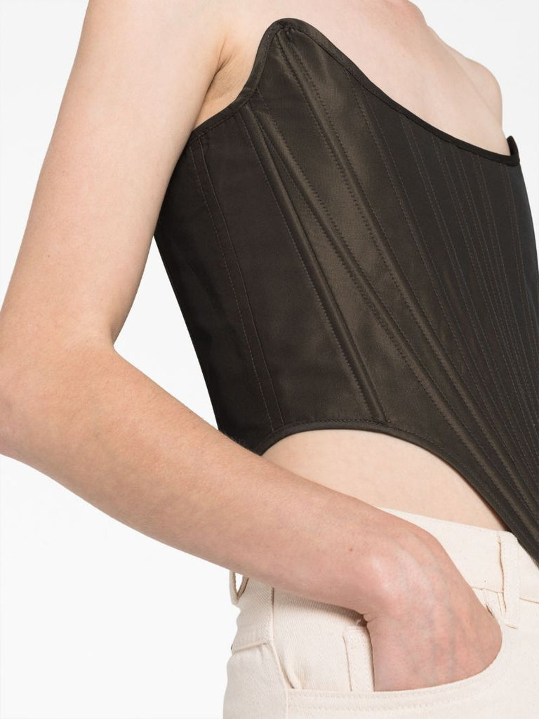 Brown Lace-up Shaped Corset