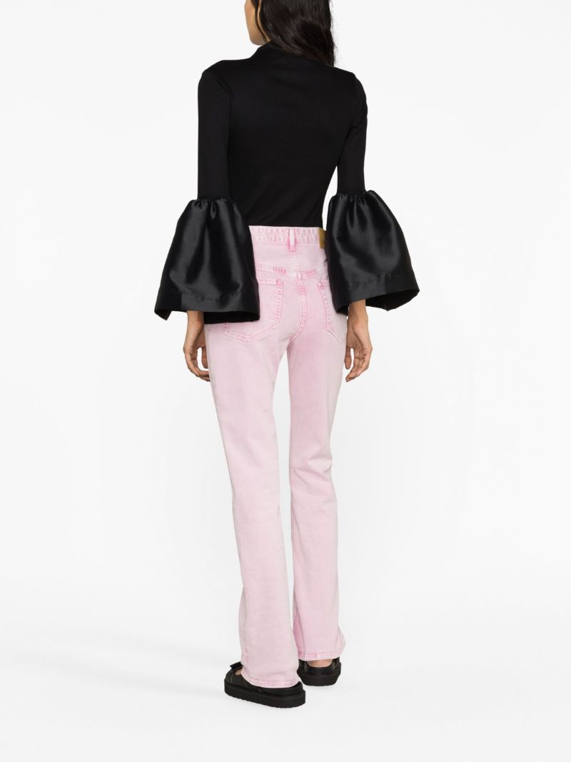 Black Bell Sleeve Ribbed Top