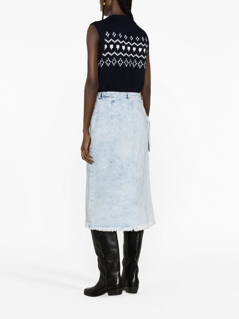 Blue Denim Cargo Pocket Midi Skirt